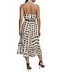 Donna Karan Halter Cowl Neck Dotted Midi Dress, Color:Cream/Black - Image 2