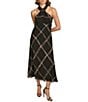 Donna Karan Halter Neck Chiffon Printed Maxi Slip Dress, Color:Eclipse - Image 1