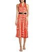 Donna Karan Halter Neck Polka Dot Print Belted Midi Dress, Color:Spring Melon - Image 1