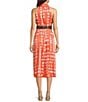 Donna Karan Halter Neck Polka Dot Print Belted Midi Dress, Color:Spring Melon - Image 2