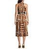Donna Karan Halter Neck Polka Dot Print Belted Midi Dress, Color:Russet Light - Image 2
