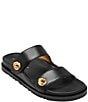 Color:Black - Image 1 - Hazley Leather Slide Sandals
