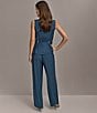 Donna Karan High Rise Front Tie String Belt Wide Leg Pants, Color:Tide Navy - Image 5