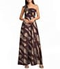 Donna Karan Jacquard Off-The-Shoulder Abstract Print Long Gown - Image 1
