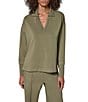 Donna Karan Jet Setter V-Neck Pullover Top - Image 1