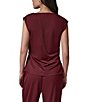 Donna Karan Knit Cowl Neck Cap Sleeve Draped Front With Side Hardware Top - Image 2