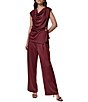Donna Karan Knit Cowl Neck Cap Sleeve Draped Front With Side Hardware Top - Image 3