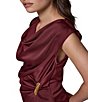 Donna Karan Knit Cowl Neck Cap Sleeve Draped Front With Side Hardware Top - Image 4