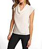 Donna Karan Knit Cowl Neck Crepe Cap Sleeve Blouse - Image 1