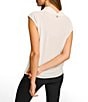 Donna Karan Knit Cowl Neck Crepe Cap Sleeve Blouse - Image 2