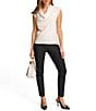Donna Karan Knit Cowl Neck Crepe Cap Sleeve Blouse - Image 3