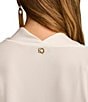 Donna Karan Knit Cowl Neck Crepe Cap Sleeve Blouse - Image 6