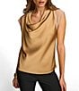 Color:Fawn - Image 1 - Knit Cowl Neck Short Sleeve Blouse