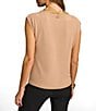 Color:Fawn - Image 2 - Knit Cowl Neck Short Sleeve Blouse
