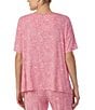 Color:Pink Multi - Image 2 - Knit Floral Print Short Sleeve Coordinating Lounge Top