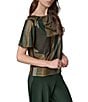 Donna Karan Knit Jersey Multi-Color Print Boat Neck Short Sleeve Top - Image 1