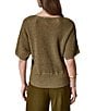 Donna Karan Knit Metallic Crew Neck Short Sleeve Oversized Sweater Top - Image 2