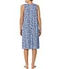 Color:Blue Multi - Image 2 - Knit Micro Modal Sleeveless V-Neck Side Slit Lounge Dress