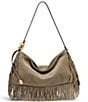 Donna Karan Large Velvet Fringe Suede Shoulder Bag - Image 1