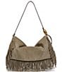 Donna Karan Large Velvet Fringe Suede Shoulder Bag - Image 2