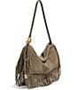 Donna Karan Large Velvet Fringe Suede Shoulder Bag - Image 4