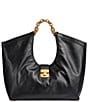 Donna Karan Leno Leather Chain Handle Buckle Tote Bag - Image 1