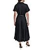 Donna Karan Linen Blend Short Sleeve Belted Midi Shirt Dress, Color:Black - Image 2