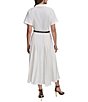 Donna Karan Linen Blend Short Sleeve Belted Midi Shirt Dress, Color:Cream - Image 2