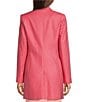 Color:Rose Quartz - Image 2 - Linen Blend Notch Lapel Collar Long Sleeve Metal Snap Front Jacket