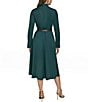 Donna Karan Long Sleeve Belted Satin A-Line Midi Dress, Color:Hudson - Image 2