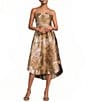 Donna Karan Metallic Brocade Strapless A-Line Midi Gown - Image 1