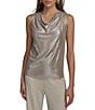 Donna Karan Metallic Foil Sleeveless Cowl Neck Top,Specials : American Fashion Style Bags On Sale