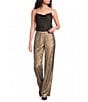 Donna Karan Metallic High Rise Flat Front Elastic Back Novelty Coordinating Pants - Image 3