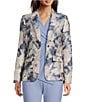 Donna Karan Metallic Jacquard Notch Lapel 1-Button Jacket, Color:Limestone Multi - Image 1