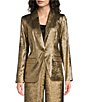 Donna Karan Metallic Peak Lapel Long Sleeve Front Single Button Coordinating Blazer - Image 4