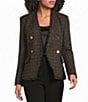 Donna Karan Metallic Tweed Double-Breasted Collarless Jacket - Image 1