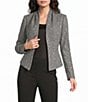 Donna Karan Metallic Tweed V-Neck Long Sleeve Peplum Jacket - Image 1
