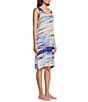 Color:Blue Multi - Image 3 - Micro Modal Sleeveless V-Neck Lounge Dress