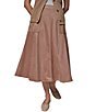 Donna Karan Microsuede A-Line Pull On Midi Skirt - Image 1
