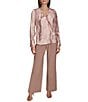 Donna Karan Mink Multi Printed Satin Twist Front V-Neck Long Sleeve Blouse, Color:Mink Multi - Image 3