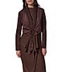 Donna Karan Mixed Media Collared Neck Long Sleeve Belt Tie Coordinating Jacket - Image 1