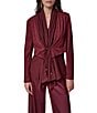 Donna Karan Mixed Media Collared Neck Long Sleeve Belt Tie Coordinating Jacket - Image 1