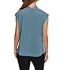 Donna Karan Mixed Media Crepe Jersey Cowl Neck Short Sleeve Blouse - Image 2