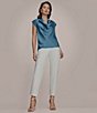Donna Karan Mixed Media Crepe Jersey Cowl Neck Short Sleeve Blouse - Image 6