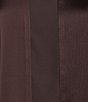Donna Karan Mixed Media Crew Neck Cap Sleeve Top, Color:Chocolate Plum - Image 4