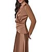 Donna Karan Mixed Media Draped Surplice V-Neck Side Shirred Satin Front Top - Image 3