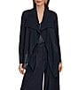 Donna Karan Mixed Media Ruffle Front Long Sleeve Jacket - Image 1