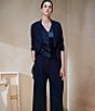 Donna Karan Mixed Media Ruffle Front Long Sleeve Jacket - Image 5
