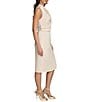 Donna Karan Mock Neck Sleeveless Soft Suiting Sheath Dress, Color:Pristine - Image 3