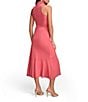 Color:Rose Quartz - Image 2 - Mock Neckline Sleeveless Faux Wrap Midi Dress
